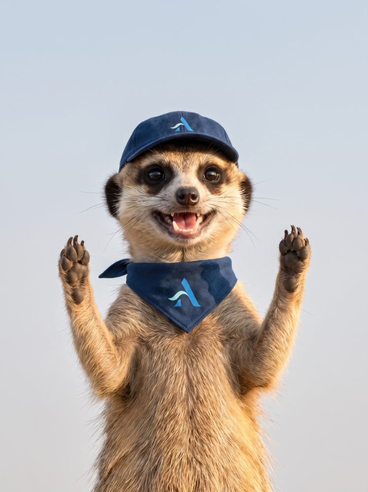 Addie's mascot, a meerkat on the lookout for rewards